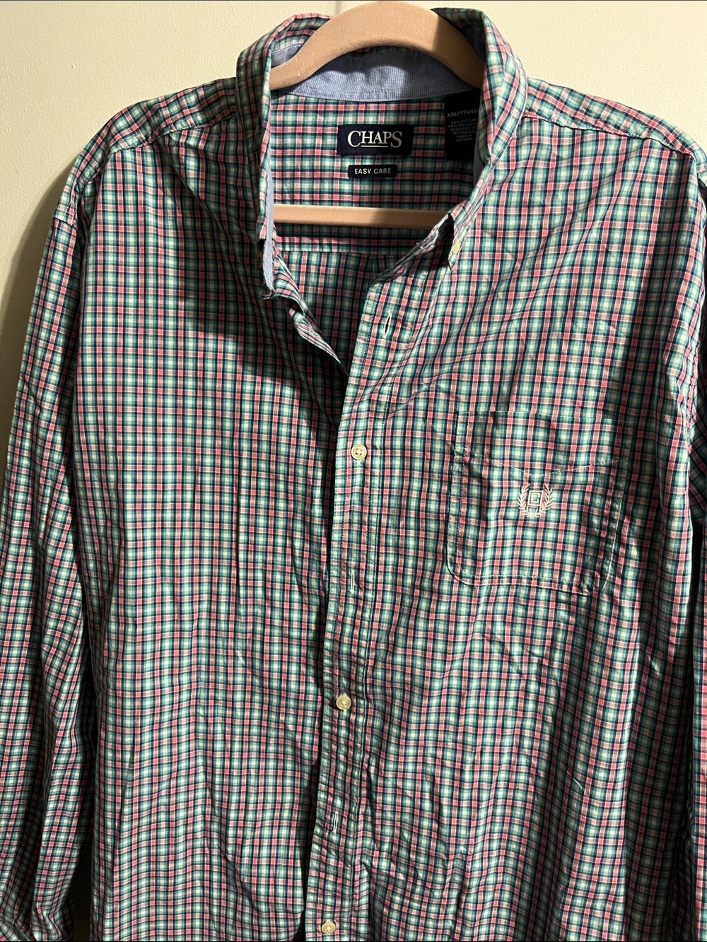 Chaps Men's Green and Red Plaid Button-Down Shirt